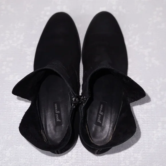 Paul Green Boston Bootie Black Nubuck Heeled Ankle Boots US 7 - Picture 8 of 11